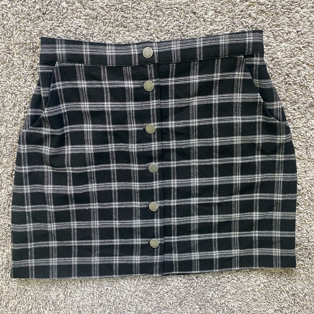 Black and white plaid mini skirt